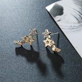 Star Shape Stud Earrings Inlaid Shiny Rhinestones Elegant Ear Jewelry Decorations For Women