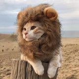 1pc Adjustable Lion Mane Wig Cap for Puppies & Kittens - Cozy Polyester Pet Headgear with Ears - Ideal for Autumn & Winter Photo Shoots, Christmas & New Year Decorations - For Pet Owners - Fun & Festive Pet Accessory - Perfec