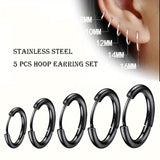 5pcs Stainless Steel Earrings Round Wire Earrings Hooks Loop Drop Dangles Set, Huggie Hoop Earring Hooks For Men