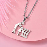 1pc Fashionable & Minimalist Stainless Steel Mother & Daughter Pendant Necklace For Men, Ideal choice for Gifts