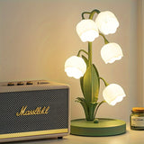 [Usb Convenience] USB-Powered Suzuran Flower Table Lamp with Faux Floral Design, Matte Metal Finish, Artistic Decorative Lighting, Switch Button Control, Includes Power Interface