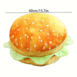 [Soft Machine Washable Burger Cushion] Classic Burger Shaped Cushion - Soft, Machine Washable Office Chair Cushion & Sofa Cushion, Idea Gift for Friends and Family