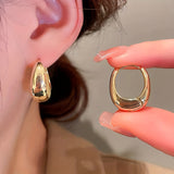 Glossy Chunky Shaped Hoop Earrings Copper Jewelry Vintage Elegant Style Female Geometric Ear Buckles