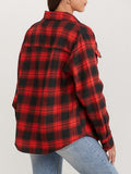 Long Sleeve Plaid Print Button Front Casual Shirt for Spring & Fall, Women's Clothing with Breast Pockets
