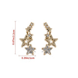 Star Shape Stud Earrings Inlaid Shiny Rhinestones Elegant Ear Jewelry Decorations For Women