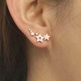 Star Shape Stud Earrings Inlaid Shiny Rhinestones Elegant Ear Jewelry Decorations For Women