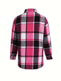 Vibrant Plaid Polo Shirt - Classic Button-Front, Comfortable Long Sleeve, Relaxed-Fit Casual Style - Perfect for Women in Spring and Fall Seasons