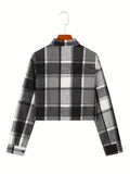 Plaid Print Button Front Shirt, Casual Long Sleeve Shirt For Spring & Fall, Women's Clothing