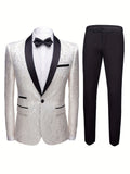 Men's Elegant Contrast Color Suit Jacket & Suit Pants Set For Party/wedding/formal Prom