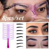 8PCS Eyebrow Shaper Makeup Template Eyebrow Grooming Shaping Stencil Kit DIY Eyebrow Template Reusable 8 In1 Eyebrow Shaping