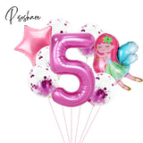 8Pcs Fairy Birthday Balloons Set Baby Girl 1 2 3 4 5 6 7 8 9 Years Old Number Decorations Fairy