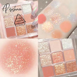 9 Color Pressed Matte Glitter Eyeshadow Palette Waterproof Long-Lasting Pigment Diamond Shimmer