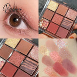 9 Color Pressed Matte Glitter Eyeshadow Palette Waterproof Long-Lasting Pigment Diamond Shimmer