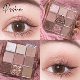 9 Color Pressed Matte Glitter Eyeshadow Palette Waterproof Long-Lasting Pigment Diamond Shimmer