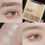 9 Color Pressed Matte Glitter Eyeshadow Palette Waterproof Long-Lasting Pigment Diamond Shimmer