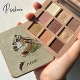 9 Colors Animal Embroidery Eyeshadow Palette Matte Glitter Cute Makeup Long-Lasting Nude Eye