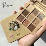 9 Colors Animal Embroidery Eyeshadow Palette Matte Glitter Cute Makeup Long-Lasting Nude Eye