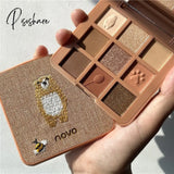 9 Colors Animal Embroidery Eyeshadow Palette Matte Glitter Cute Makeup Long-Lasting Nude Eye