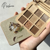 9 Colors Animal Embroidery Eyeshadow Palette Matte Glitter Cute Makeup Long-Lasting Nude Eye