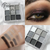 9 Colors Cool Toned Eyeshadow Palette Black Smokey Matte Glitter Smoky Eye Shadow Pigments Palett