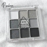 9 Colors Cool Toned Eyeshadow Palette Black Smokey Matte Glitter Smoky Eye Shadow Pigments Palett