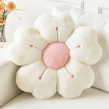Soft Plush Daisy Flower Throw Pillow - Cozy Decorative Cushion for Bed & Sofa, White/Pink, 13.7 Inches, Polyester Fabric, Adorable Floral Design, Bed Accessory | Plush Pillow Decor | Soft Polyester Fabric, Throw Pillows for C