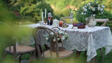 Elegant White Lace 1pc Tablecloth - 100% Polyester Woven Rectangular Table Cover - Machine Made Solid Round Table Linen for Tea Table, Home Decor