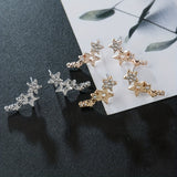 Star Shape Stud Earrings Inlaid Shiny Rhinestones Elegant Ear Jewelry Decorations For Women