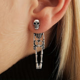 Halloween Silvery Skeleton Design Dangle Earrings Retro Goth Style Alloy Jewelry Ghost Festival Ornaments