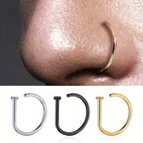 1pc/2pcs Fashion Stainless Steel Nose Ring Lip Ring Without Perforating, Lip Nose Clip