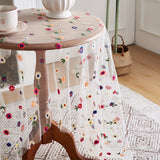 1pc French Style Lace Tablecloth - Exquisite Embroidered Floral Polyester, Heat-Resistant, Machine Made for Dining, Kitchen, Living Room, and Outdoor Picnic (100% Polyester)