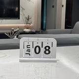 Elegant Wooden Perpetual Desk Calendar - Minimalist Flip Design for Home, Office, or Dorm Decor