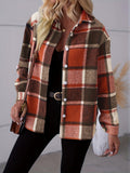 Classic Plaid Button-Front Shirt - Fashionable & Elegant Long Sleeve Outerwear for Women - Timeless Style, Warm Comfort