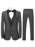 3-Piece Formal Suit Set - Classic One Button Jacket, Single Breasted Vest, and Fitted Pants for Business, Wedding, and Party Events - High-Quality Fabric, Adjustable Waist, and Classic Design