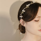 White Pearl Drop Elegant Orchid Hair Hoop for Women - Chinese Style Hair Accessories - Elegant & Feminine Hairband