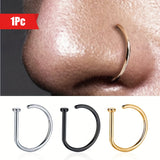 1pc Men's Faux Piercing Nose Ring, Stainless Steel Body Piercing Jewelry