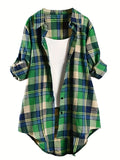 New Autumn & Winter Daily Casual Plaid Long-sleeved Button Ladies Shirt for Women's Fashion