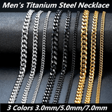 1pc Men's Stainless Steel Cuban Link Chain Necklace, Artificial Jewelry Accessories, 3.0mm/5.0mm/7.0mm Length 60cm/23.62''