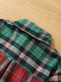 For Spring & Fall, Color Block Plaid Print Shirt, Casual Women's Clothing with Button Front Cuff Sleeve