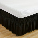 [1pc Elastic Solid Bed Skirt] 1pc Glam Style Solid Color Bed Skirt, Elastic Adjustable, Soft Polyester, Machine Washable, Ruffle Embellishment, Woven Fabric, 90gsm - Ideal for Bedroom, Living Room, Guest Room Decor, Bed Room