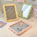 Floral Portable Makeup Mirror - Corrugated Tabletop Vanity Mirror with Polished Plastic Frame, Unscented, No Battery Required, Easy Carry Design for Women