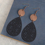 Vintage Hollow Leaf Shape PU Leather Earrings Jewelry Gift For Party Vacation Decor Accessories Fall Winter Ear Ornaments