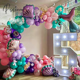 97Pcs Mermaid Tail Shell Balloon Arch Under The Sea Birthday Party Decoration Kids Girls Balon