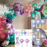 97Pcs Mermaid Tail Shell Balloon Arch Under The Sea Birthday Party Decoration Kids Girls Balon