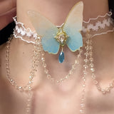 [Chic Resin Lace Butterfly Armlet] Elegant Lace Butterfly Tassel Armlet - Chic Resin Leg Chain for Casual Attire
