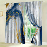 2pcs Marble Pattern + Decorative Window Curtains, Window Drapes for Bedroom Living Room Office Study