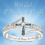 1pc Exquisite And Fashionable Blue Cubic Zirconia Cross Ring For Men And Women, Jewelry Gift