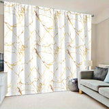 Set of 2 Glam Marble Pattern Rod Pocket Window Curtains - Semi-Sheer, Fade Resistant, Polyester Brushed Fabric for Living Room, Decorative Golden Foil Print, Machine Washable All-Season Drapes