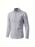 Men's Formal Classic Design Button Up Shirt With Chest Pocket, Male Clothes For Spring And Fall Business Occasion