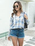 Plaid Button Front Pocket Shirt, Casual Long Sleeve Shirt For Spring & Fall, Women's Clothing